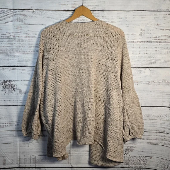 Maurices Open Knit Cardigan Size 3X Neutral Lightweight Beige Boho - Picture 2 of 5